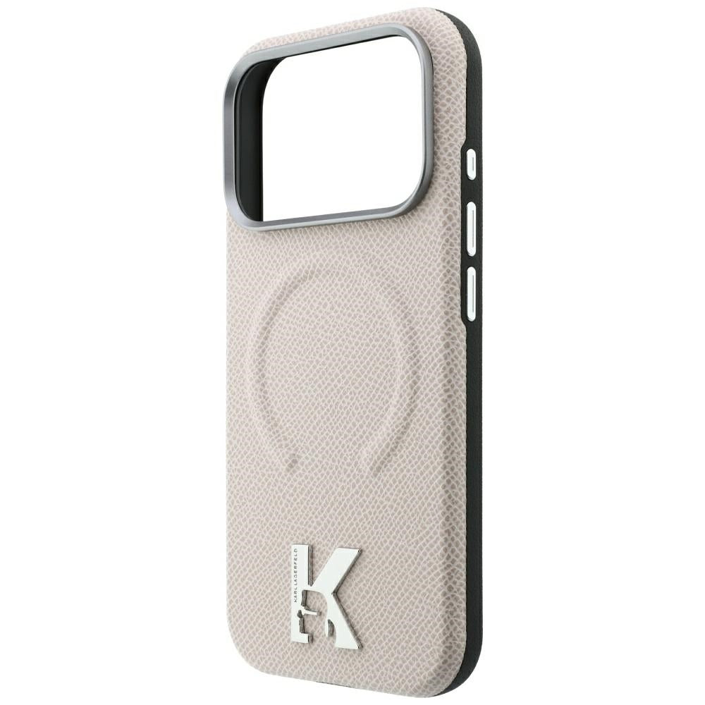 MagSafe Case for Apple iPhone 18 Pro / 17 Pro, Karl Lagerfeld, Grained Embossed Ring, Beige