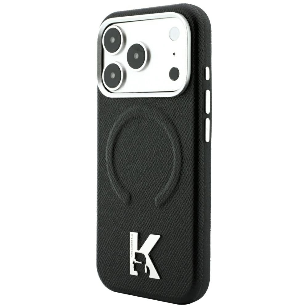 MagSafe Case for Apple iPhone 18 Pro / 17 Pro, Karl Lagerfeld, Grained Embossed Ring, Black