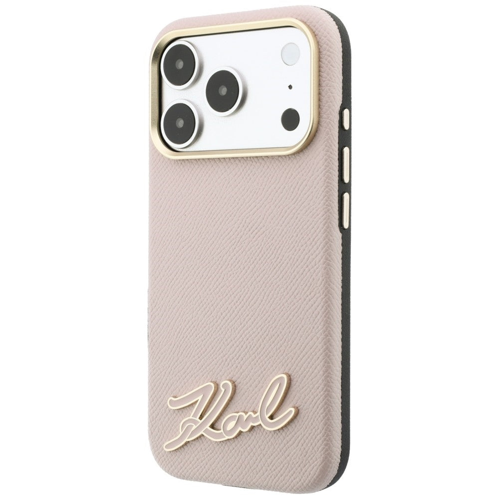MagSafe Case for Apple iPhone 18 Pro / 17 Pro, Karl Lagerfeld, Grained Resin Sign Logo, Pink