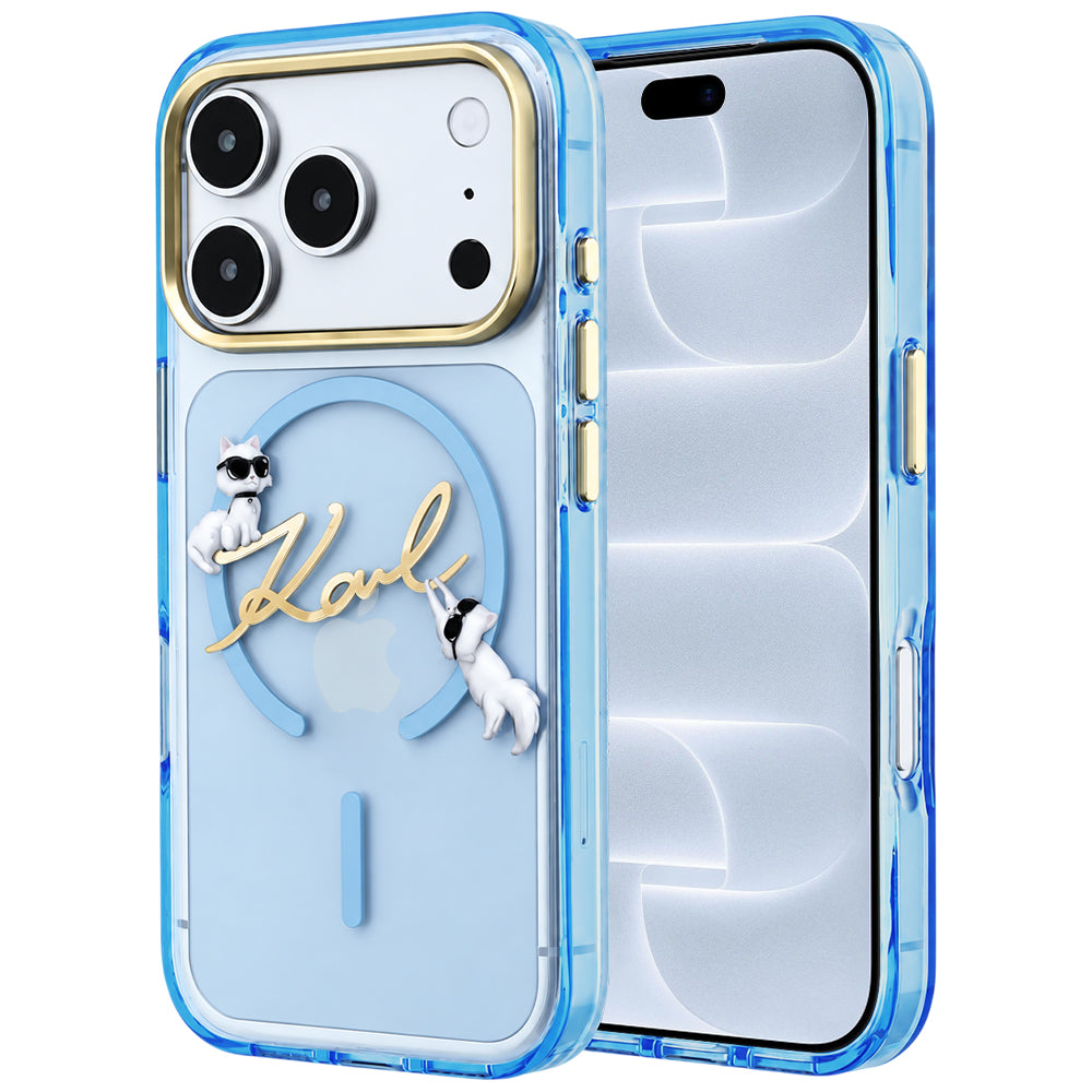 MagSafe Case for Apple iPhone 18 Pro / 17 Pro, Karl Lagerfeld, IML Karl Script Logo, Blue