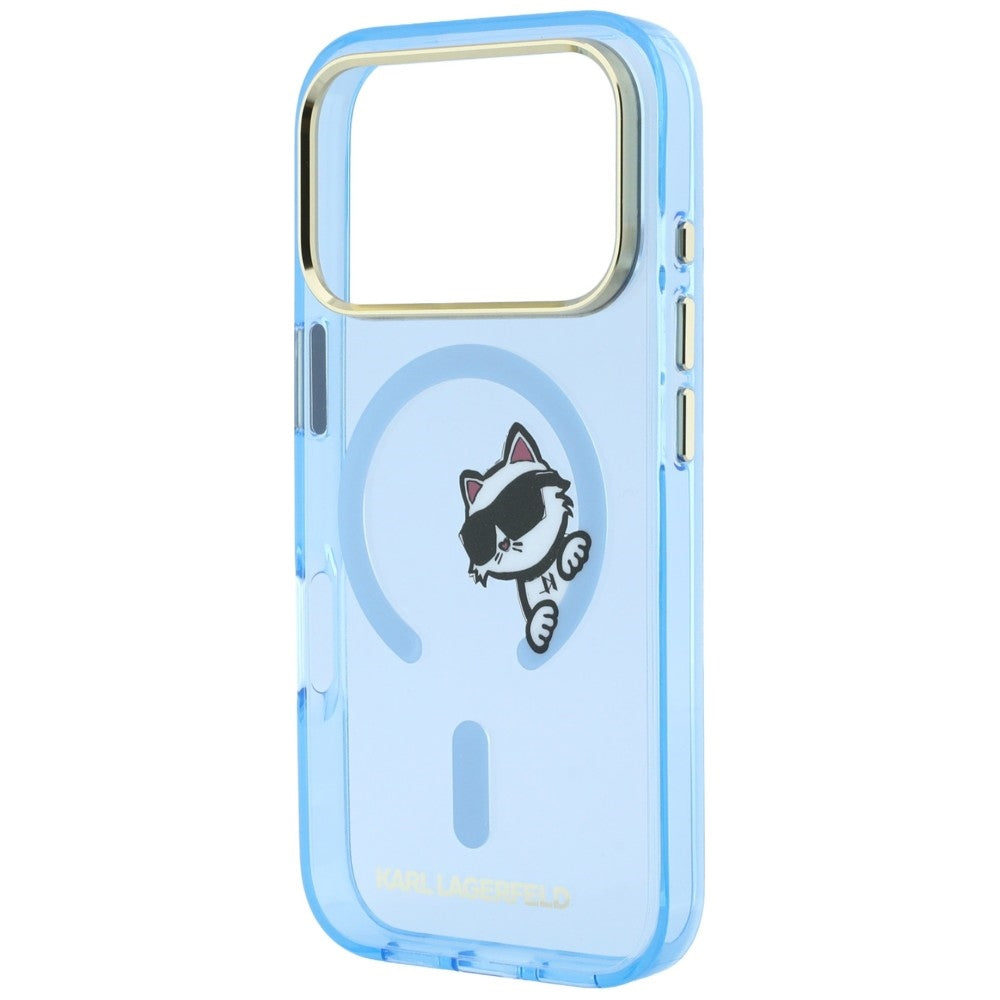 MagSafe Case for Apple iPhone 18 Pro / 17 Pro, Karl Lagerfeld, IML Peekaboo Print Metal Frame, Blue