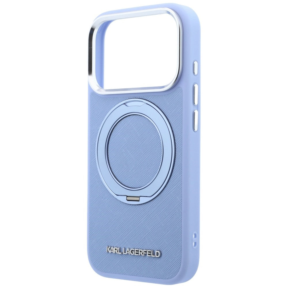 MagSafe Case for Apple iPhone 18 Pro / 17 Pro, Karl Lagerfeld, Ring Stand 360 Saffiano, Blue