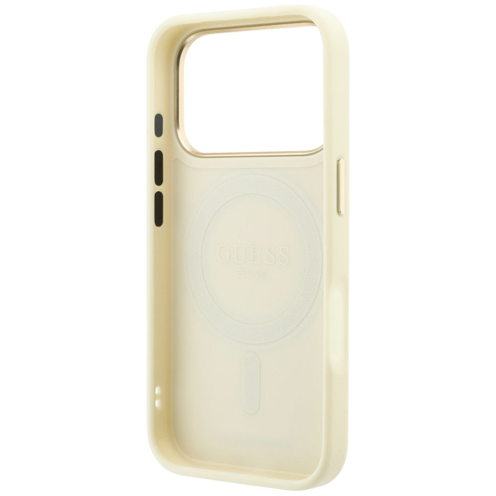 MagSafe Case for Apple iPhone 18 Pro Max / 17 Pro Max, Guess, Grained Ring Stand 360 Classic, Beige