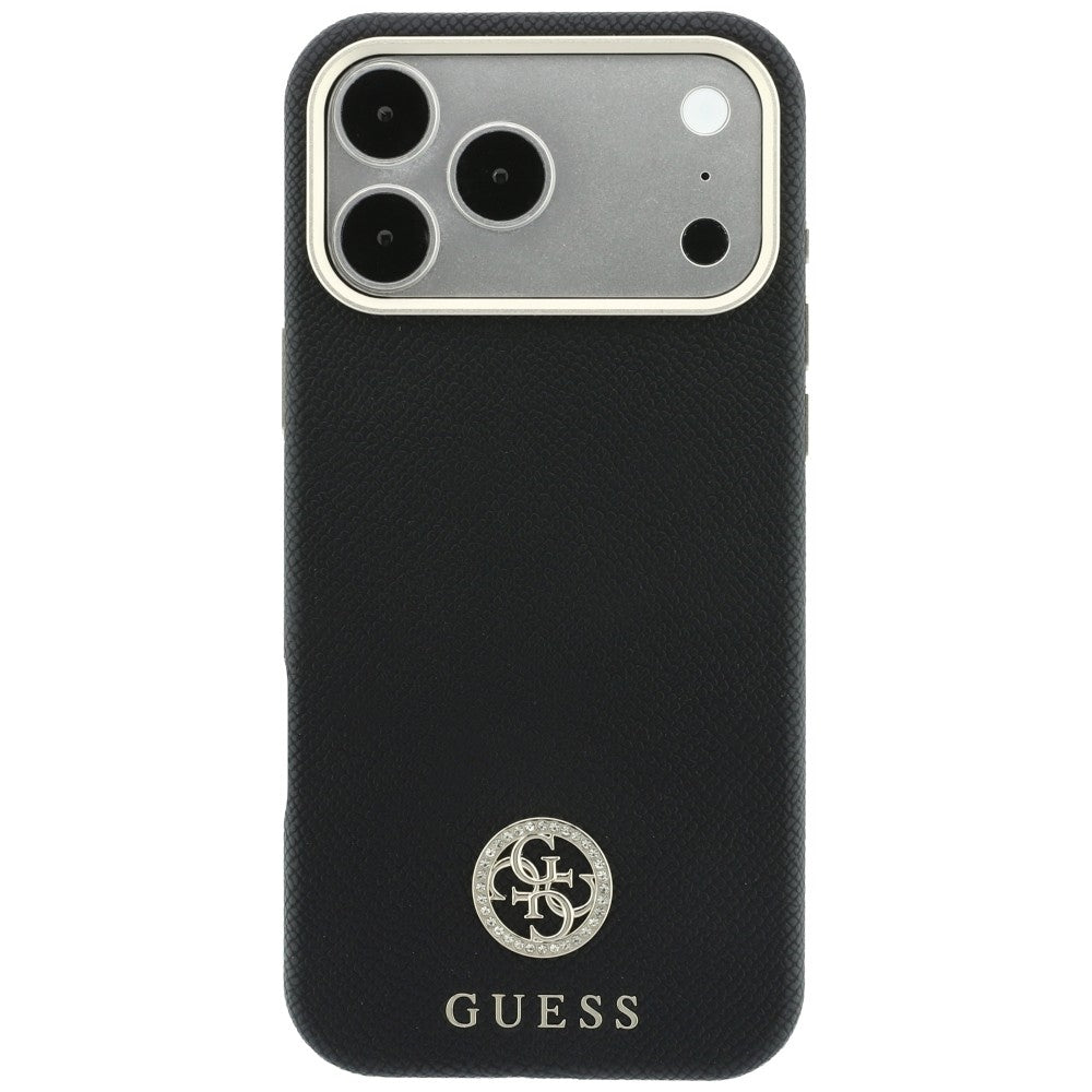 MagSafe Case for Apple iPhone 18 Pro Max / 17 Pro Max, Guess, Grained Round Strass Logo, Black