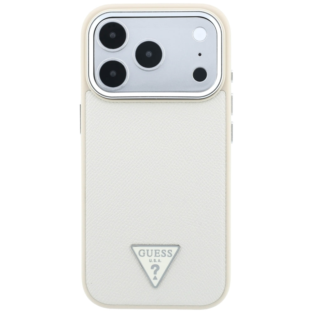 MagSafe Case for Apple iPhone 18 Pro Max / 17 Pro Max, Guess, Grained Triangle Logo, Beige