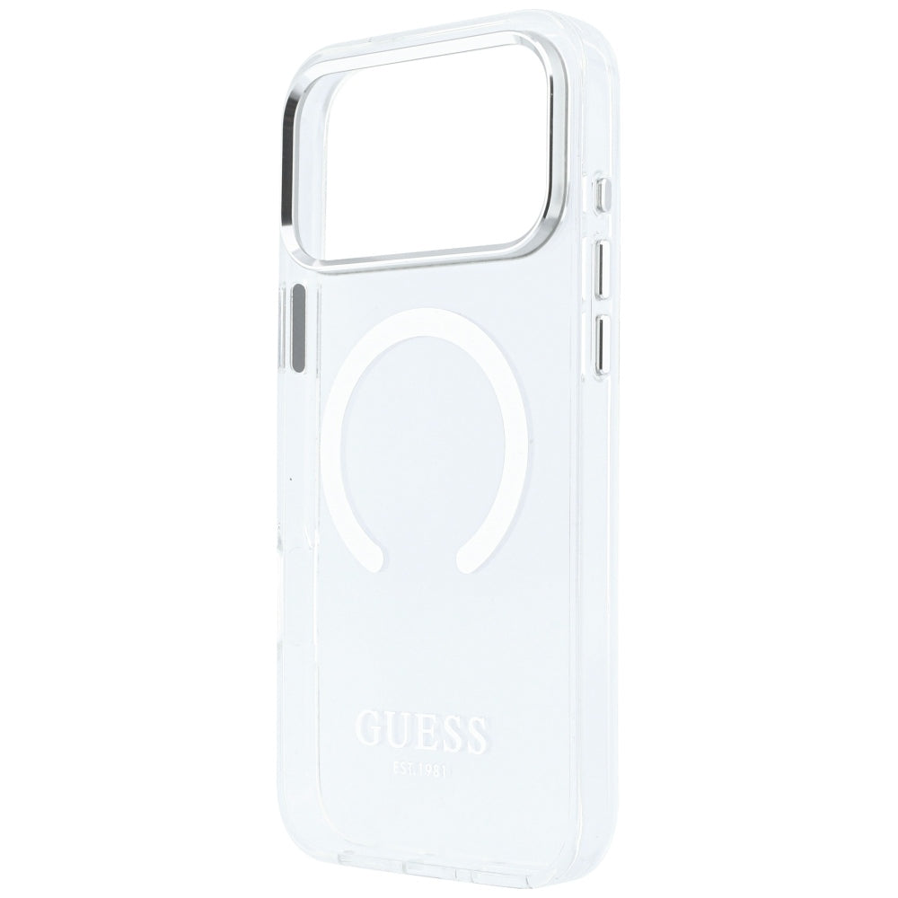 MagSafe Case for Apple iPhone 18 Pro Max / 17 Pro Max, Guess, Metal Outline, Silver