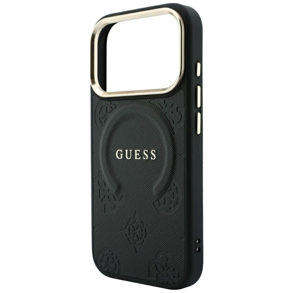 MagSafe Case for Apple iPhone 18 Pro Max / 17 Pro Max, Guess, Saffiano Peony Ring, Black