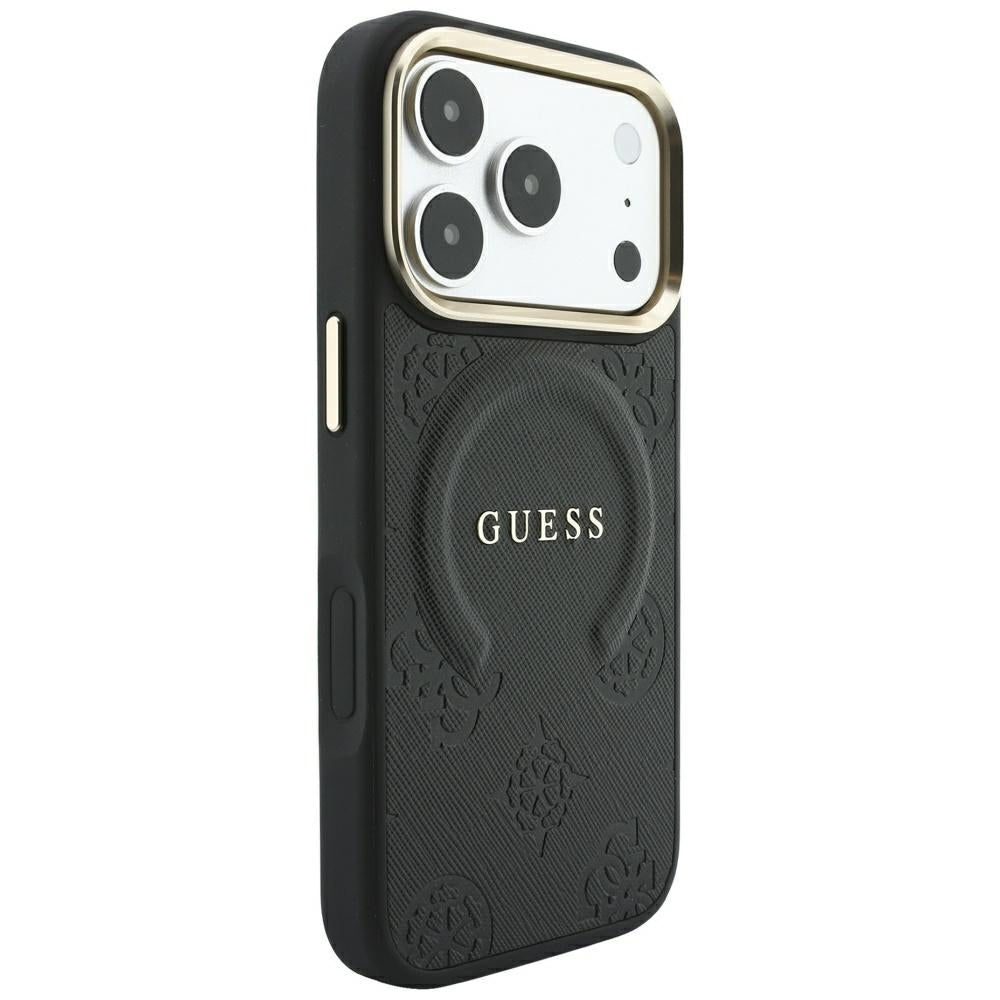 MagSafe Case for Apple iPhone 18 Pro Max / 17 Pro Max, Guess, Saffiano Peony Ring, Black