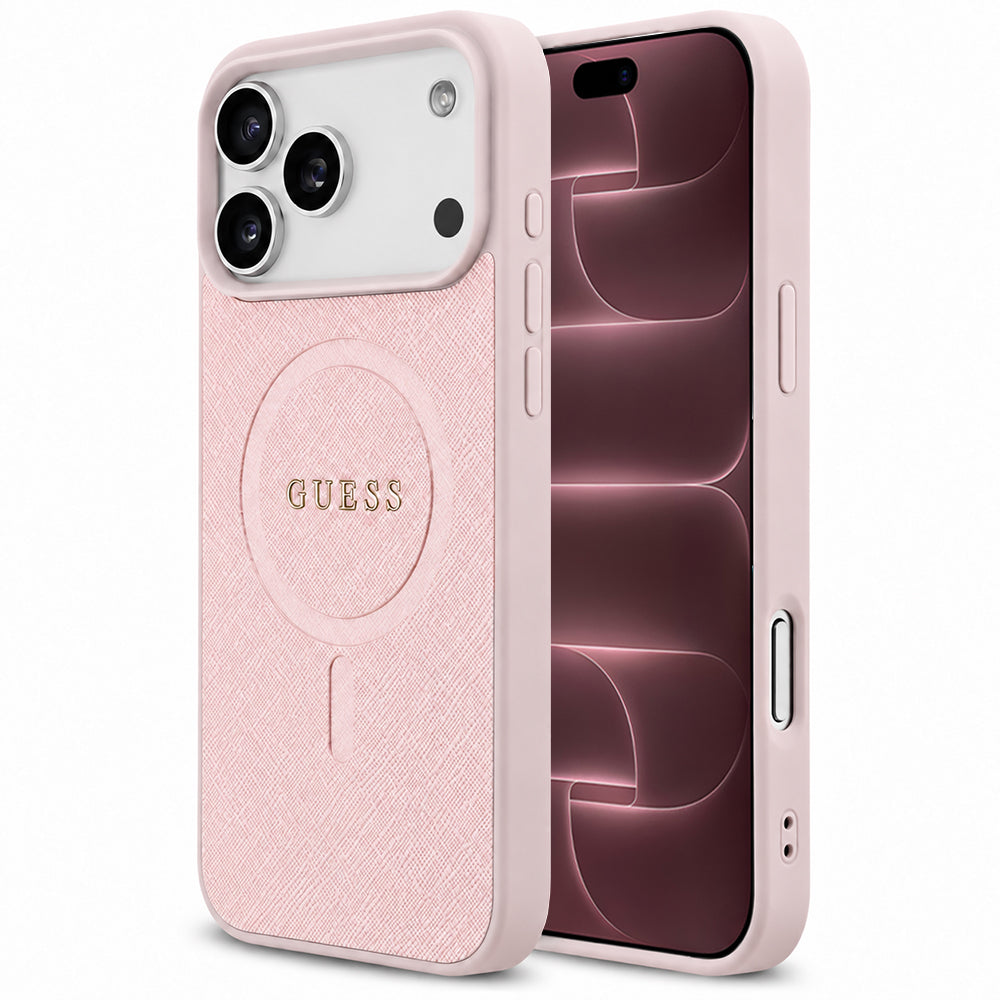 MagSafe Case for Apple iPhone 18 Pro Max / 17 Pro Max, Guess, Saffiano, Pink