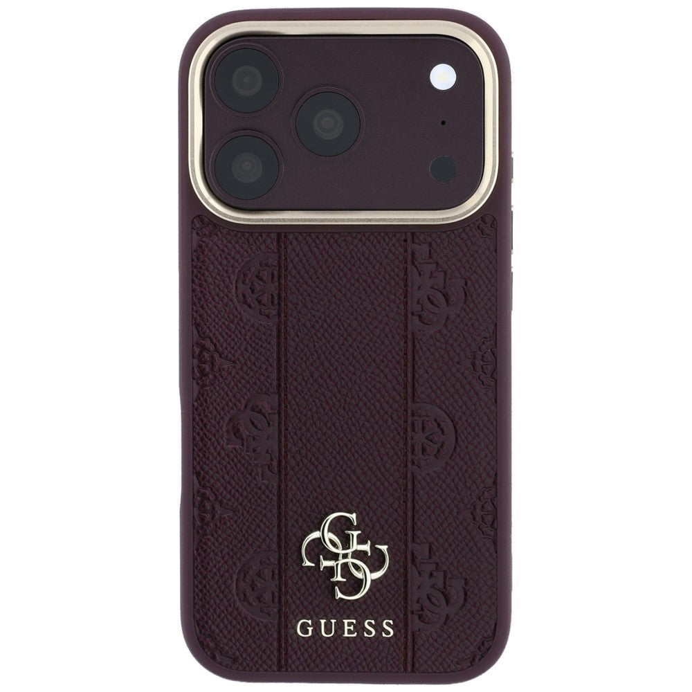 MagSafe Case for Apple iPhone 18 Pro Max / 17 Pro Max, Guess, Stripe Peony 4G, Burgundy