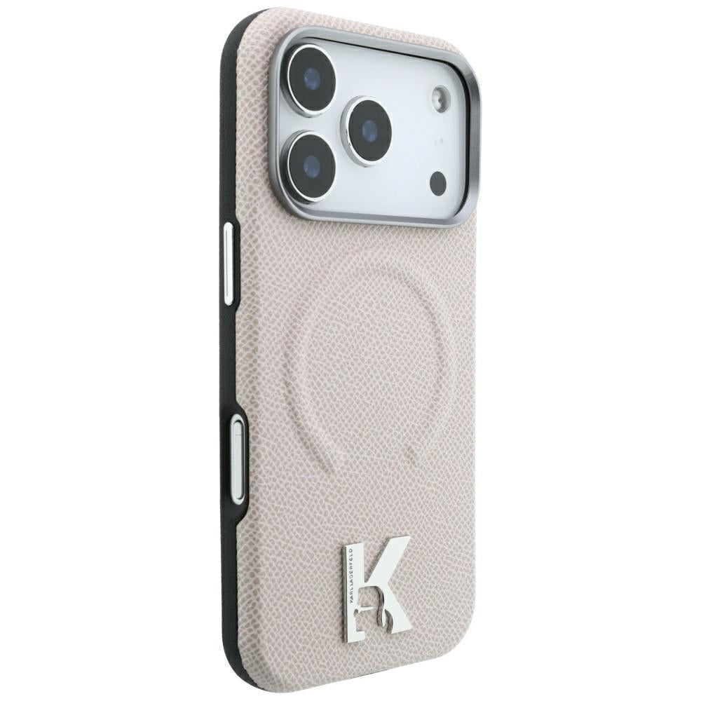 MagSafe Case for Apple iPhone 18 Pro Max / 17 Pro Max, Karl Lagerfeld, Grained Embossed Ring, Beige