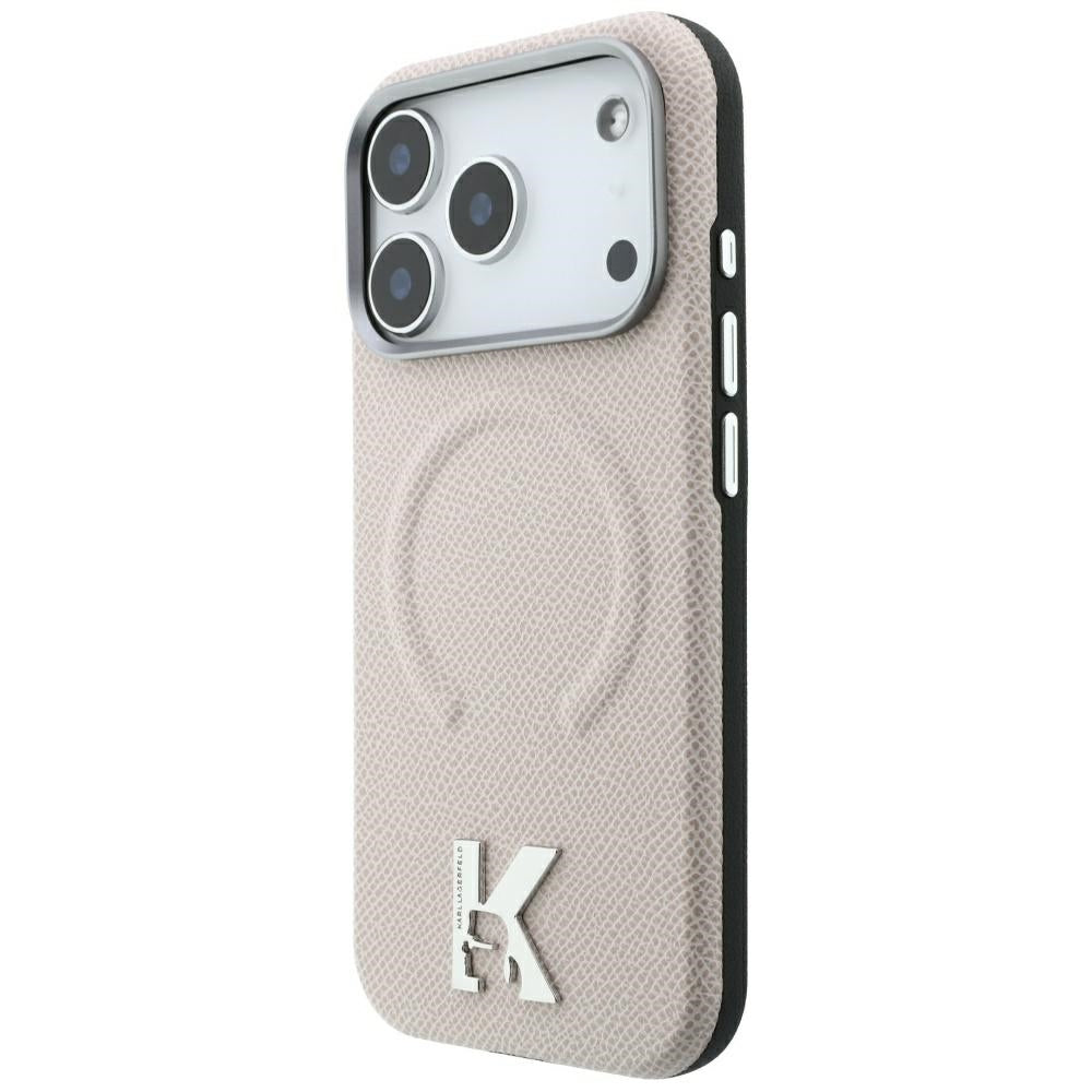 MagSafe Case for Apple iPhone 18 Pro Max / 17 Pro Max, Karl Lagerfeld, Grained Embossed Ring, Beige