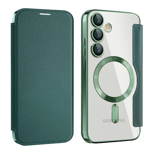 MagSafe Case for Samsung Galaxy S23+ S916, Techsuit, SmartMag Book, Green