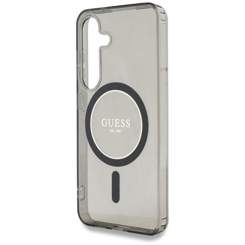MagSafe Case for Samsung Galaxy S25 S931, Guess, IML Glitter Circle, Black