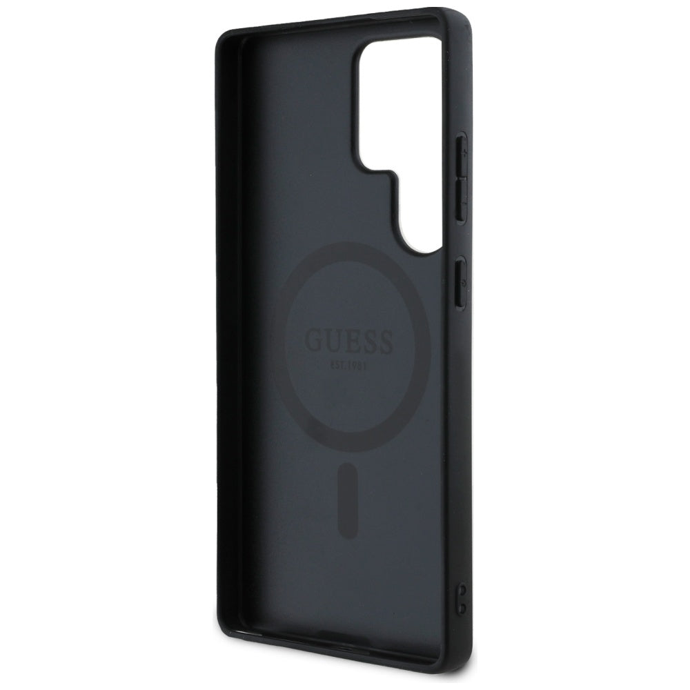 MagSafe Case for Samsung Galaxy S25 Ultra S938, Guess, 4G Ring Classic Logo, Black