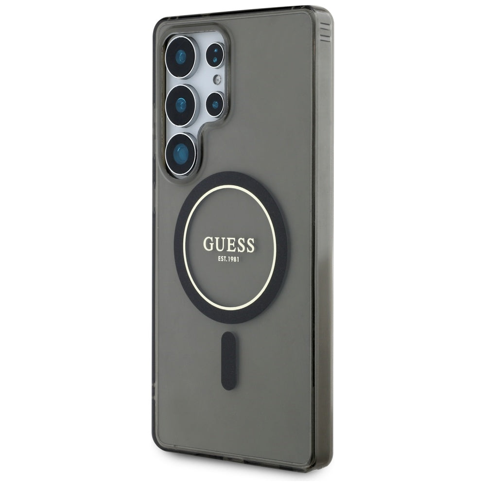 MagSafe Case for Samsung Galaxy S25 Ultra S938, Guess, IML Glitter Circle, Black