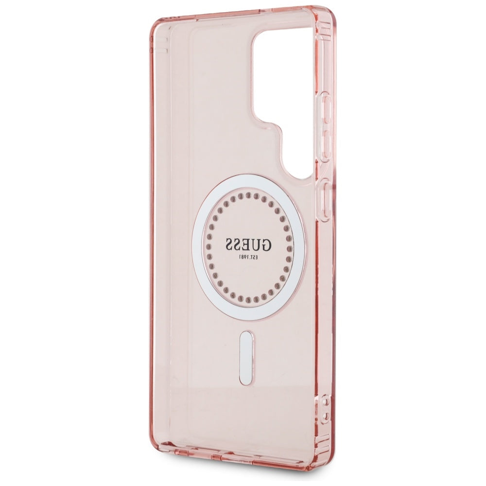 MagSafe Case for Samsung Galaxy S25 Ultra S938, Guess, IML Rhinestone, Pink