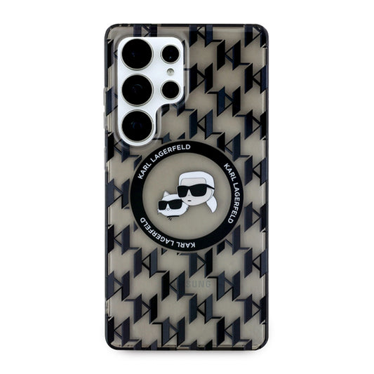 MagSafe Case for Samsung Galaxy S25 Ultra S938, Karl Lagerfeld, IML Monogram Karl & Choupette's Heads, Black