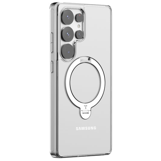 MagSafe Case for Samsung Galaxy S25 Ultra S938, Torras, Ostand Spin, Transparent