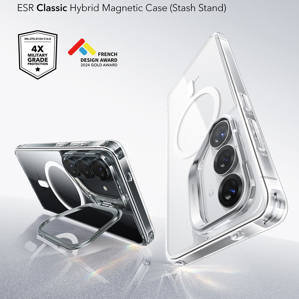 MagSafe Case for Samsung Galaxy S26 S942, ESR, Classic Hybrid Kickstand, Transparent