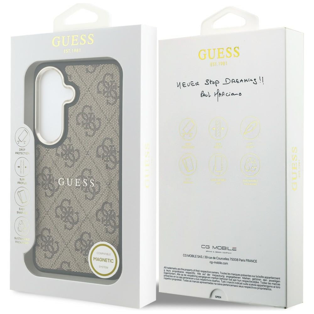MagSafe Case for Samsung Galaxy S26 S942, Guess, 4G Embossed Ring, Brown
