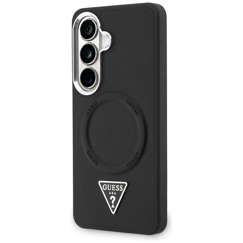 MagSafe Case for Samsung Galaxy S26 S942, Guess, Embossed Ring Triangle Logo, Black