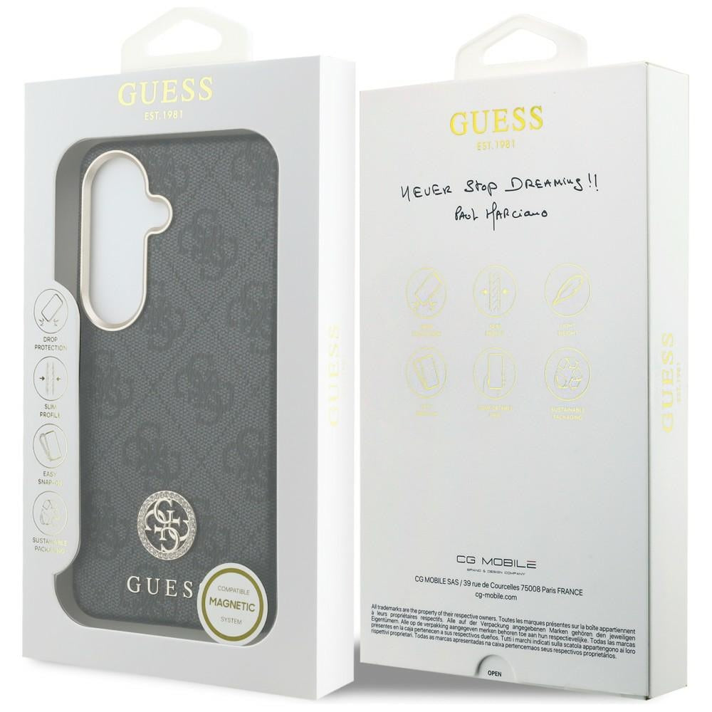 MagSafe Case for Samsung Galaxy S26 S942, Guess, Rhinestone Round Logo, Black