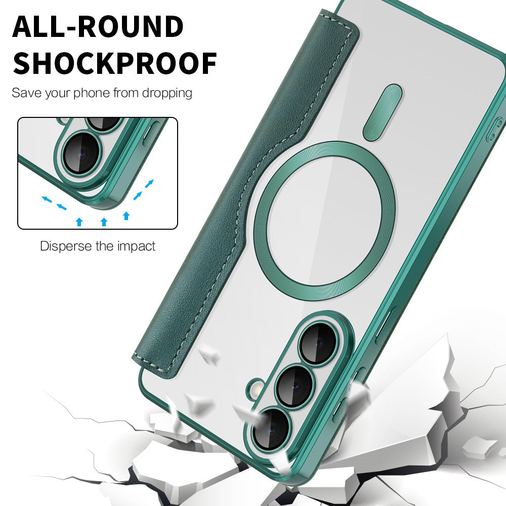 MagSafe Case for Samsung Galaxy S26 S942, Techsuit, SmartMag Book, Green
