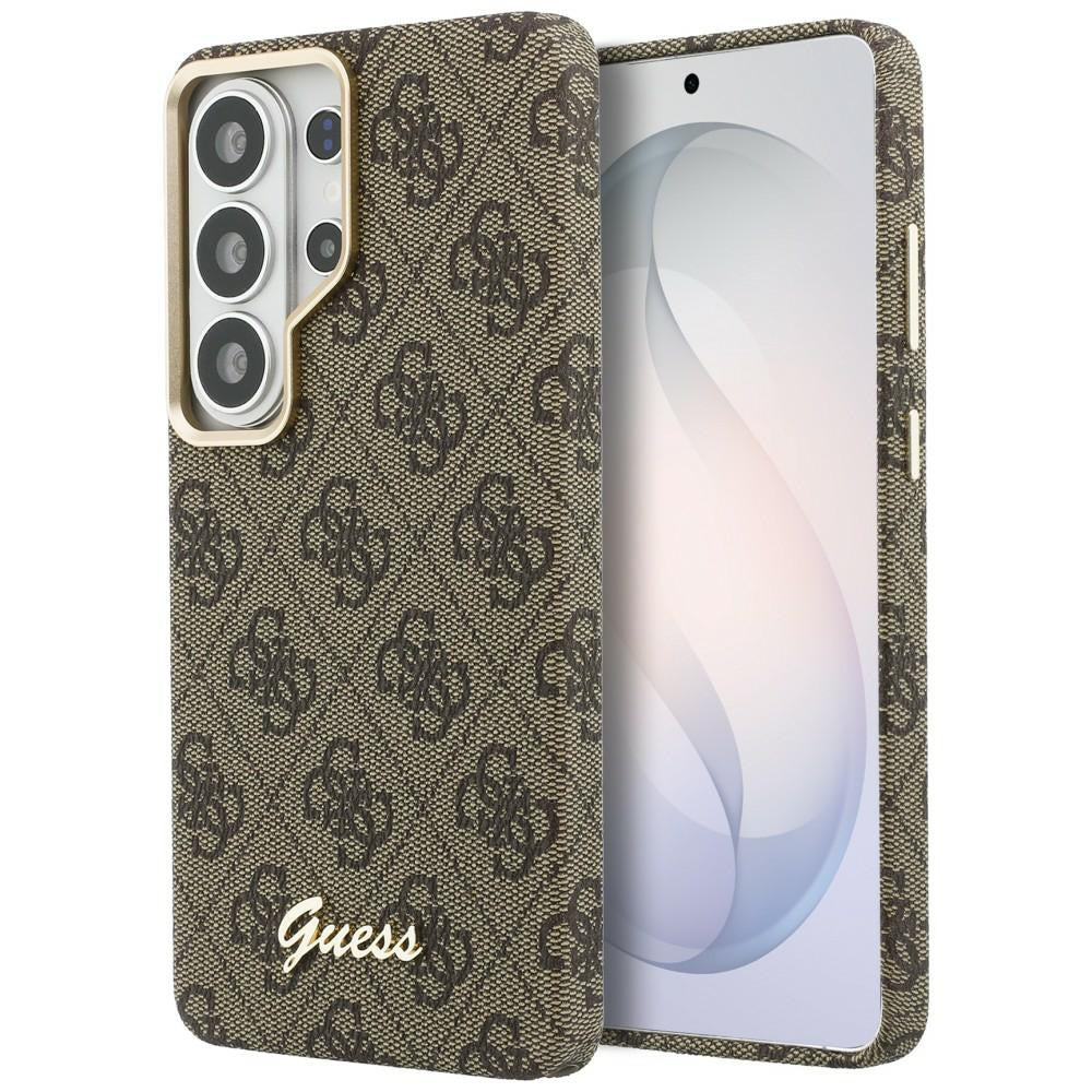 MagSafe Case for Samsung Galaxy S26 Ultra S948, Guess, 4G Script Logo, Brown