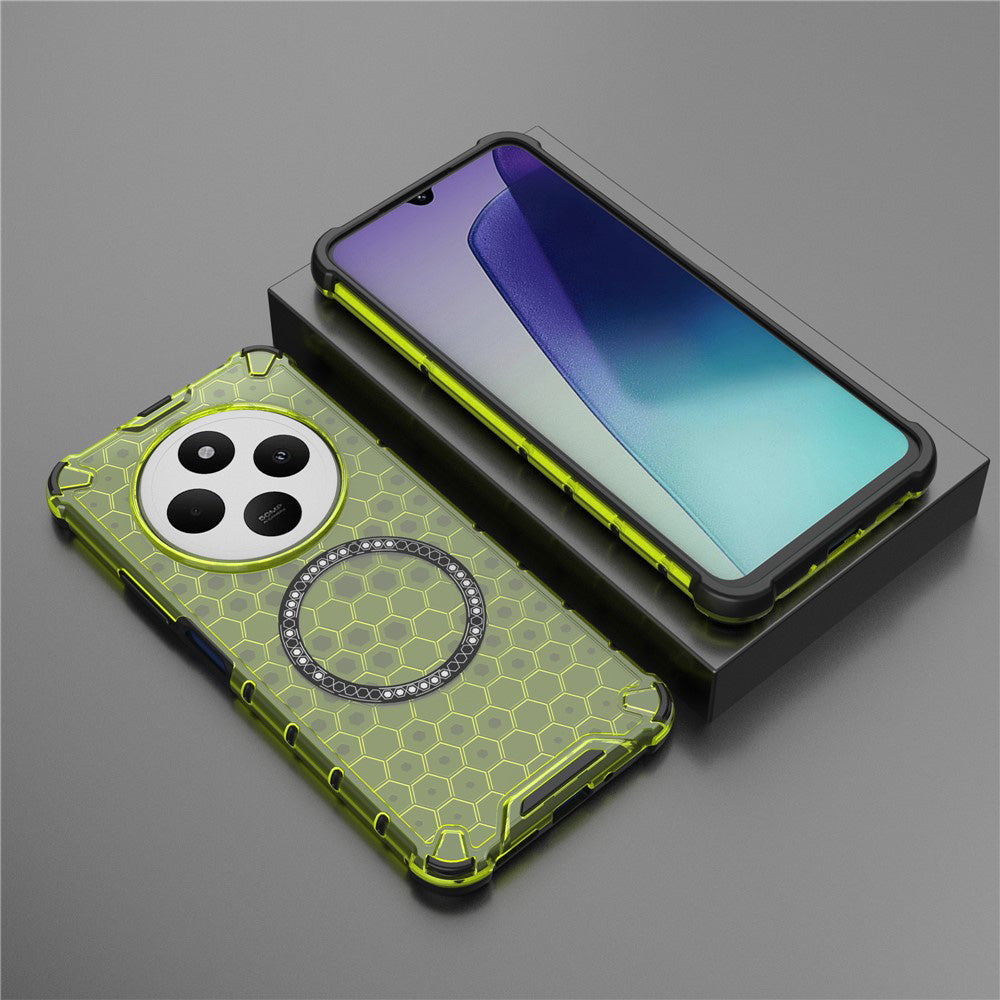 MagSafe Case for Xiaomi Poco C75 / Redmi 14C, Techsuit, HoneyComb Shield, Green
