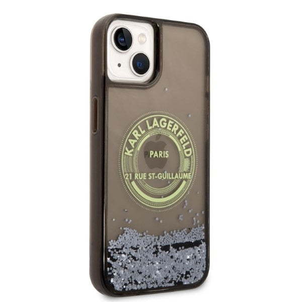Case for Apple iPhone 14, Karl Lagerfeld, Liquid Glitter RSG, Black