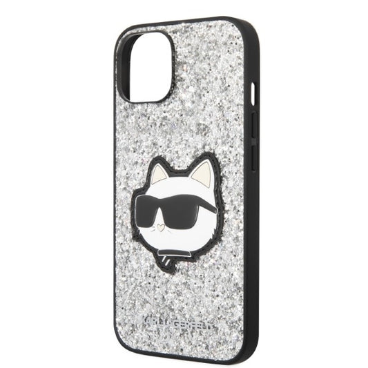 Case for Apple iPhone 14 Plus, Karl Lagerfeld, Glitter Choupette Patch, Silver