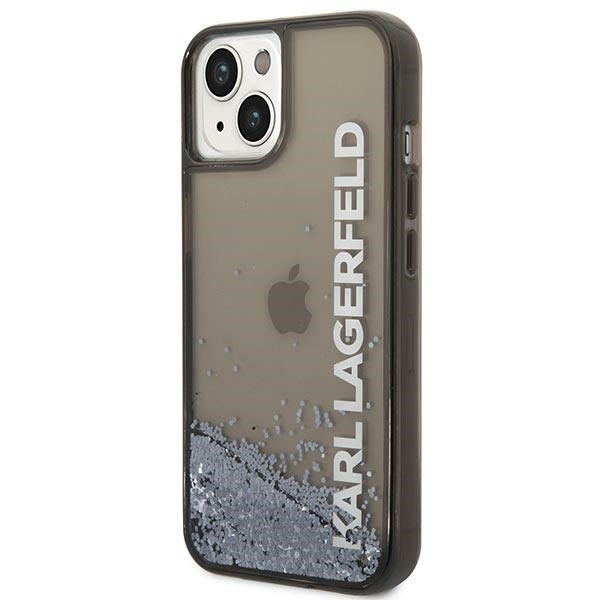 Case for Apple iPhone 14 Plus, Karl Lagerfeld, Liquid Glitter KL Logo, Black