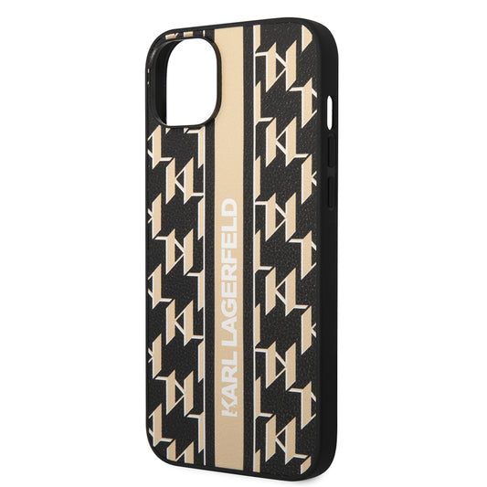 Case for Apple iPhone 14 Plus, Karl Lagerfeld, Monogram Stripe, Brown