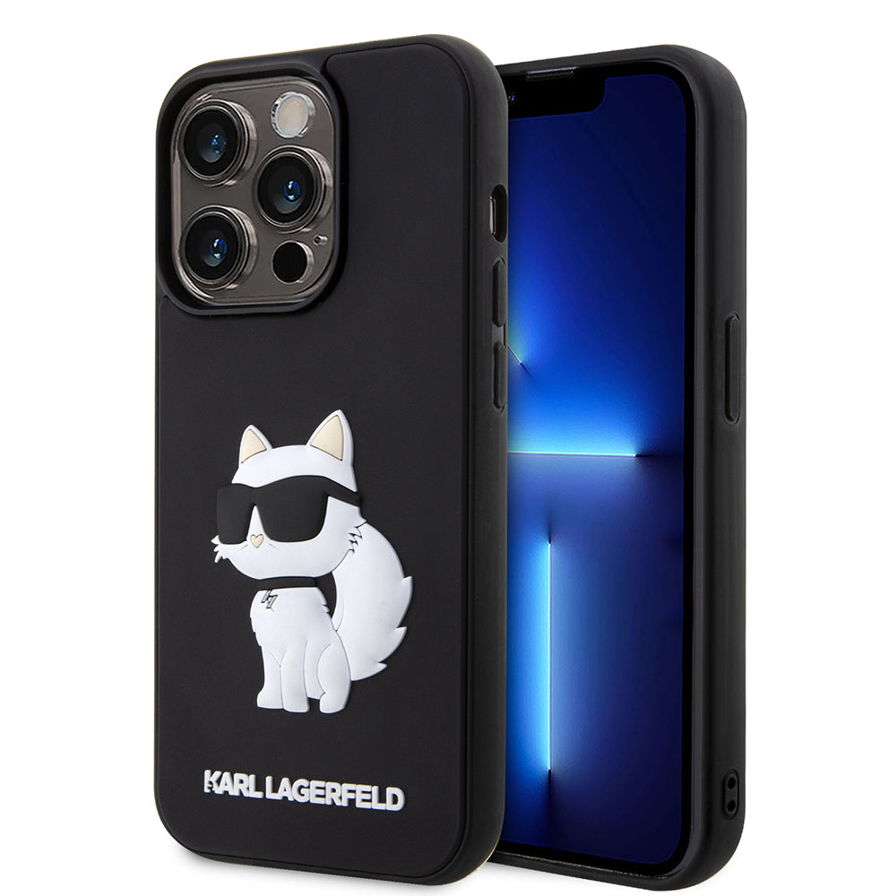 Case for Apple iPhone 14 Pro, Karl Lagerfeld, 3D Rubber Choupette, Black
