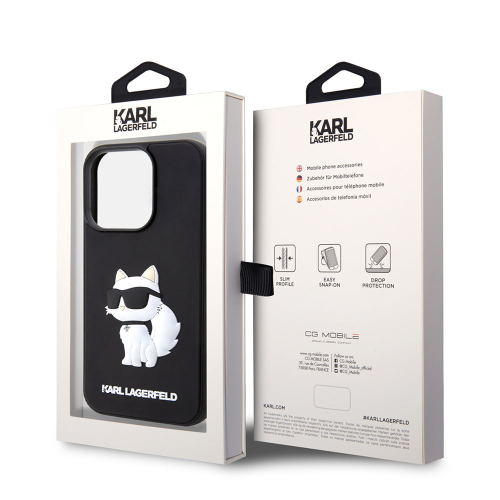 Case for Apple iPhone 14 Pro, Karl Lagerfeld, 3D Rubber Choupette, Black