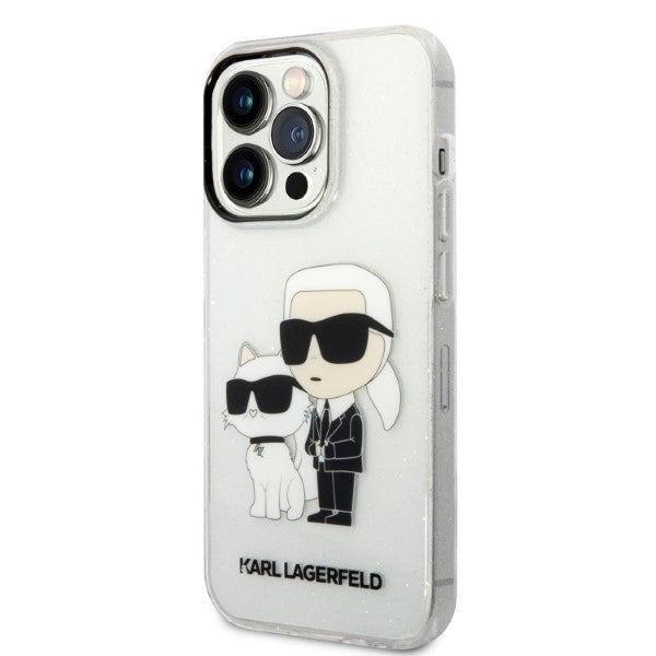 Case for Apple iPhone 14 Pro, Karl Lagerfeld, Glitter Karl & Choupette, Transparent