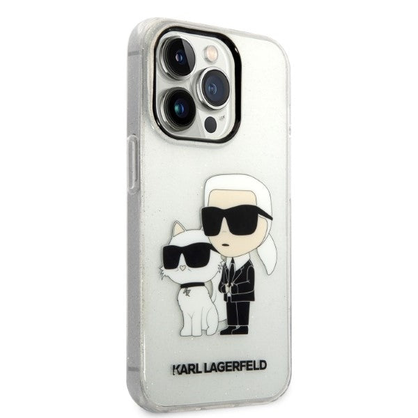 Case for Apple iPhone 14 Pro, Karl Lagerfeld, Glitter Karl & Choupette, Transparent