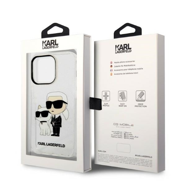 Case for Apple iPhone 14 Pro, Karl Lagerfeld, Glitter Karl & Choupette, Transparent