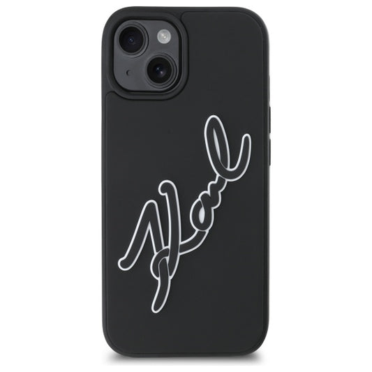Case for Apple iPhone 15, Karl Lagerfeld, 3D Rubber Signature, Black