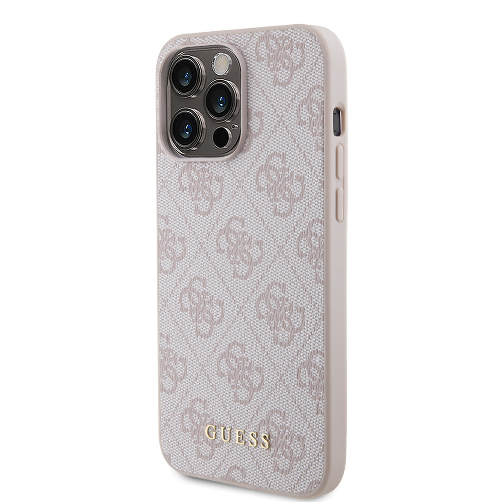 Case for Apple iPhone 15 Pro Max, Guess, 4G Metal Gold Logo, Pink