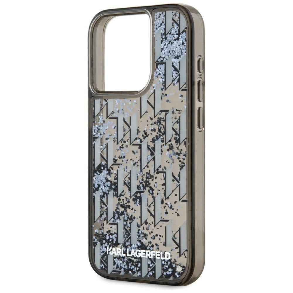 Case for Apple iPhone 15 Pro Max, Karl Lagerfeld, Liquid Glitter Monogram, Black