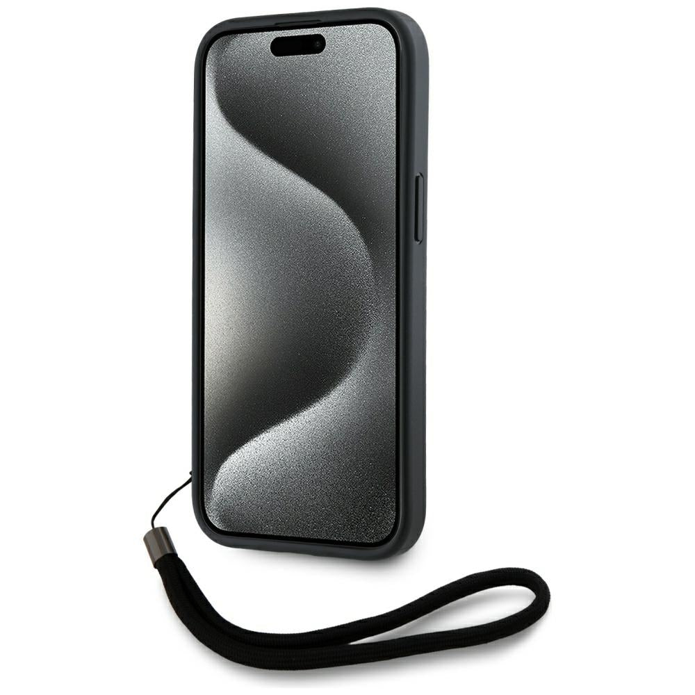 Case for Apple iPhone 15 Pro Max, Karl Lagerfeld, Saffiano Athleisure Stripes with Strap, Pink