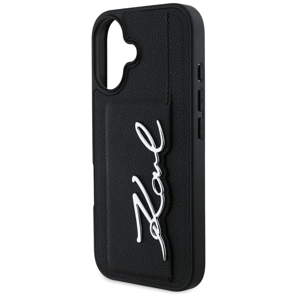 Case for Apple iPhone 16, Karl Lagerfeld, Metal Signature, Black