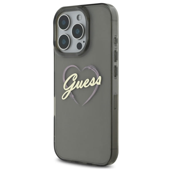 Case for Apple iPhone 16 Pro, Guess, IML Heart, Black