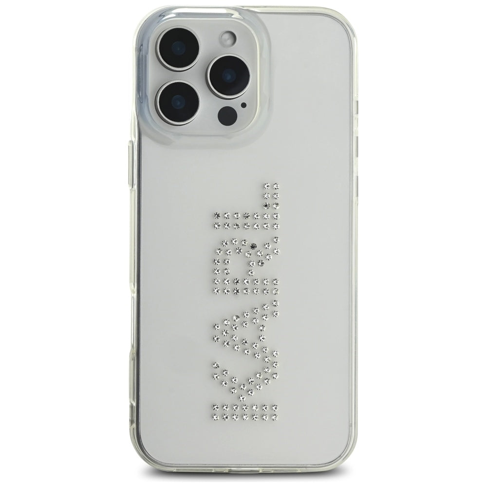 Case for Apple iPhone 16 Pro, Karl Lagerfeld, IML Rhinestones Transparent Logo, Transparent
