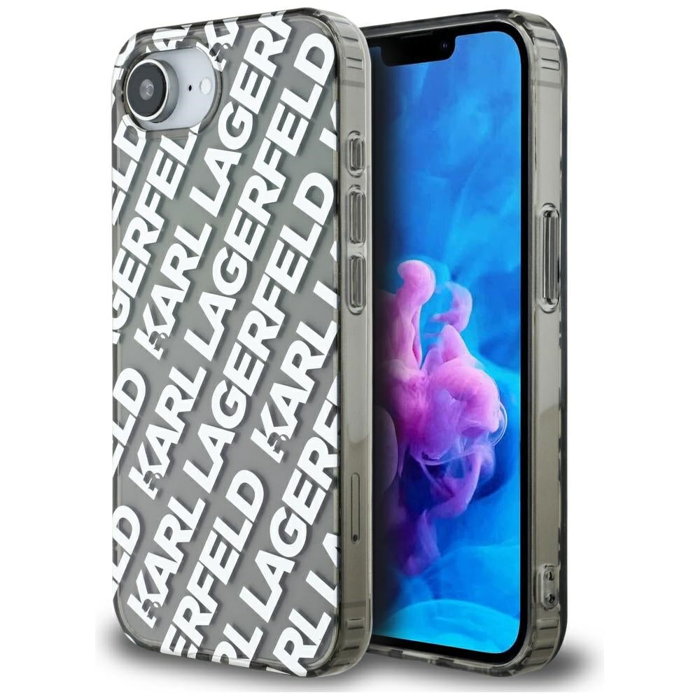 Case for Apple iPhone 17e / 16e, Karl Lagerfeld, IML Luxury Silver Fullover Logo, Silver