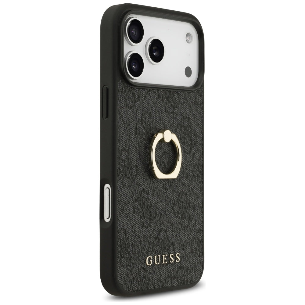 Case for Apple iPhone 17 Pro Max, Guess, 4G Ring Stand, Black