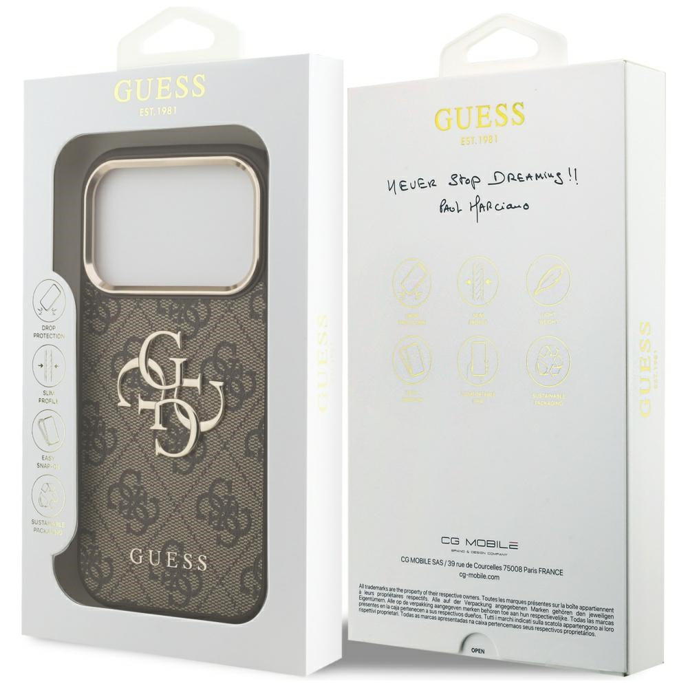 Case for Apple iPhone 17 Pro Max, Guess, Big 4G Logo Classic, Golden Brown