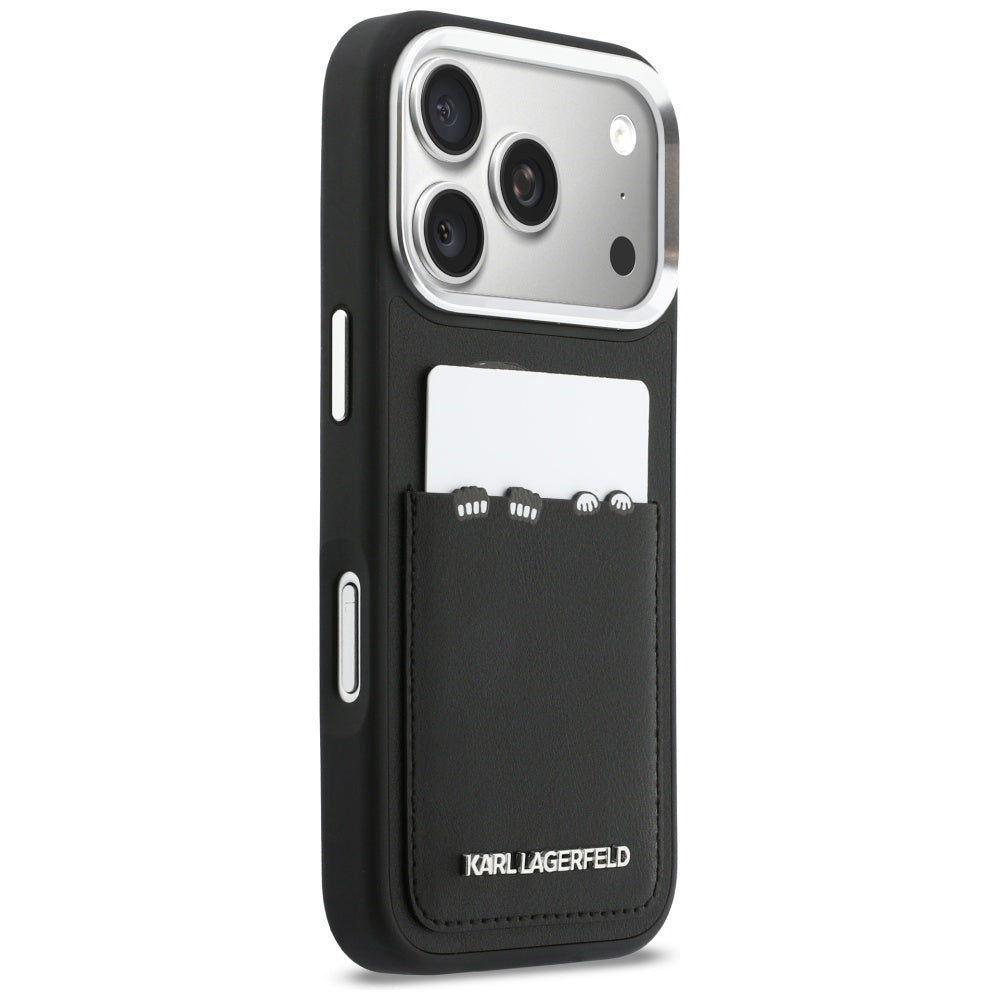 Case for Apple iPhone 17 Pro Max, Karl Lagerfeld, Karl & Choupette Print with Pocket, Black